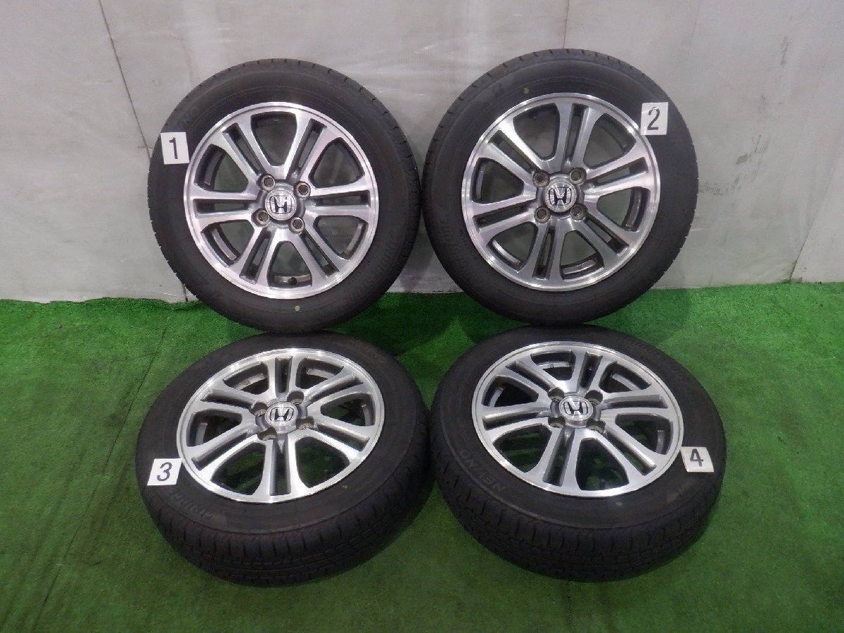 ☆N-BOX N ボックス☆タイヤ 25年製 山あり 155/65R14 BRIDGESTONE☆ 4H 100 4.5J +40 14インチ ホンダ純正 アルミホイール付 4本