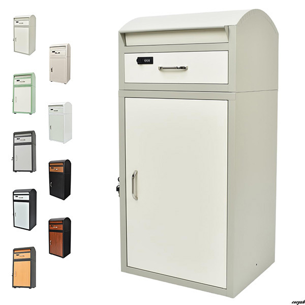【約20kgまでの荷物を収納、重い荷物にも対応】 宅配ボックス 70L 郵便ポスト 工事不要 防犯 置き型 ダイヤル錠 グレージュ×オフホワイト