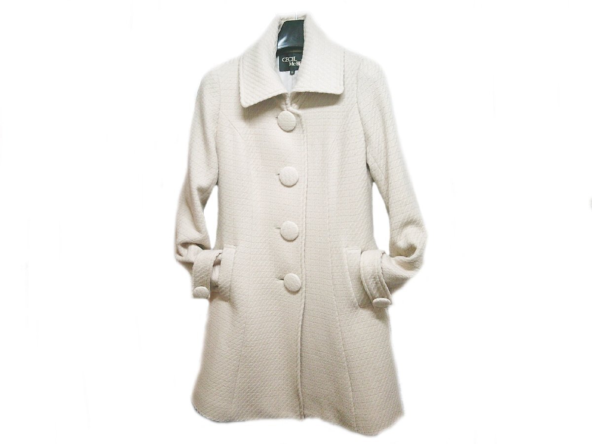 ★CECIL McBEE セシルマクビー ハーフコート 着丈約80cm レディース アイボリー系★/Ｈ