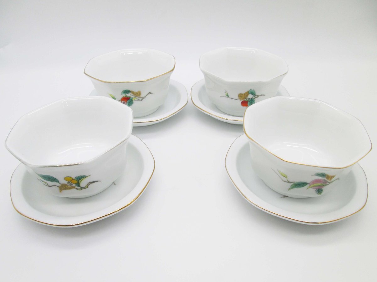 ◆【現状保管品】 翔優作 花柄 カップ＆ソーサー コップ 湯呑 皿 食器 和食器 4客セット まとめ◆/T