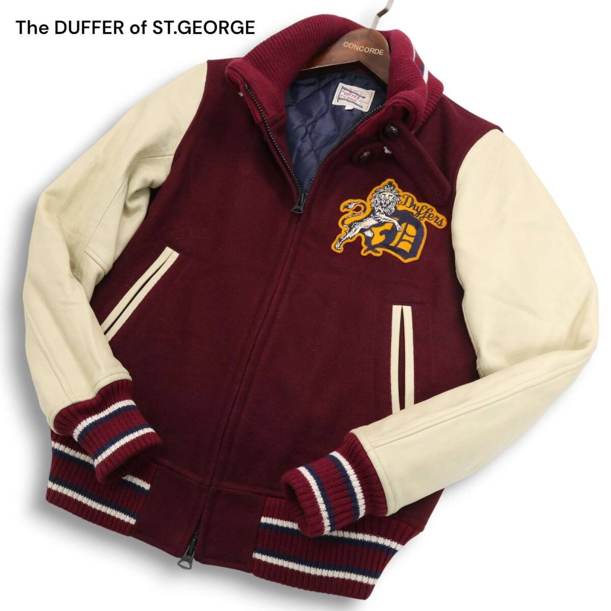 The DUFFER of ST.GEORGE ダファー 袖革 ワッペン★ ラム レザー × ウール ドンキー スタジャン ジャケット Sz.S　メンズ