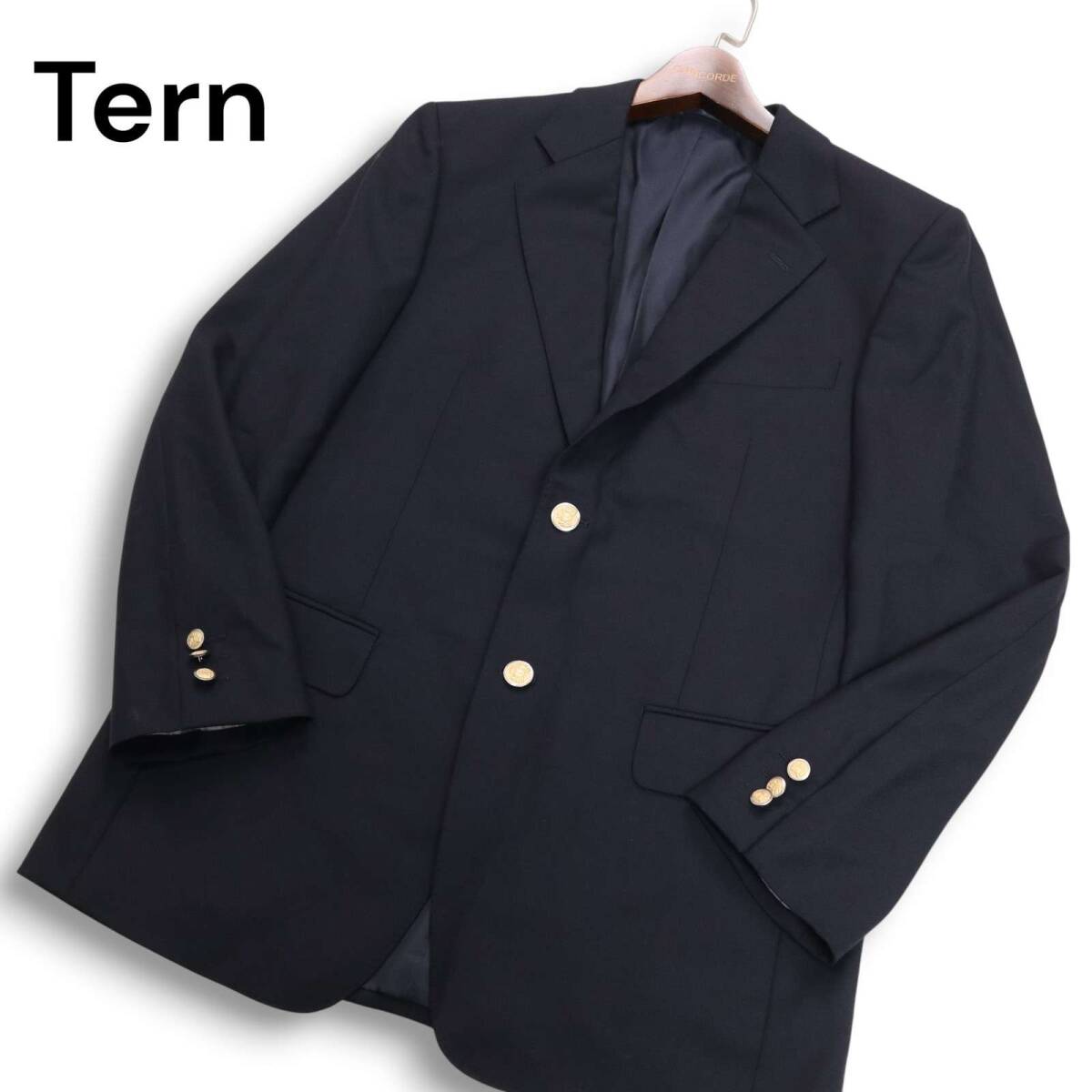 Tern ターン 通年 刻印 金ボタン★ ブレザー テーラード ジャケット 紺ブレ Sz.92 A5 メンズ ネイビー