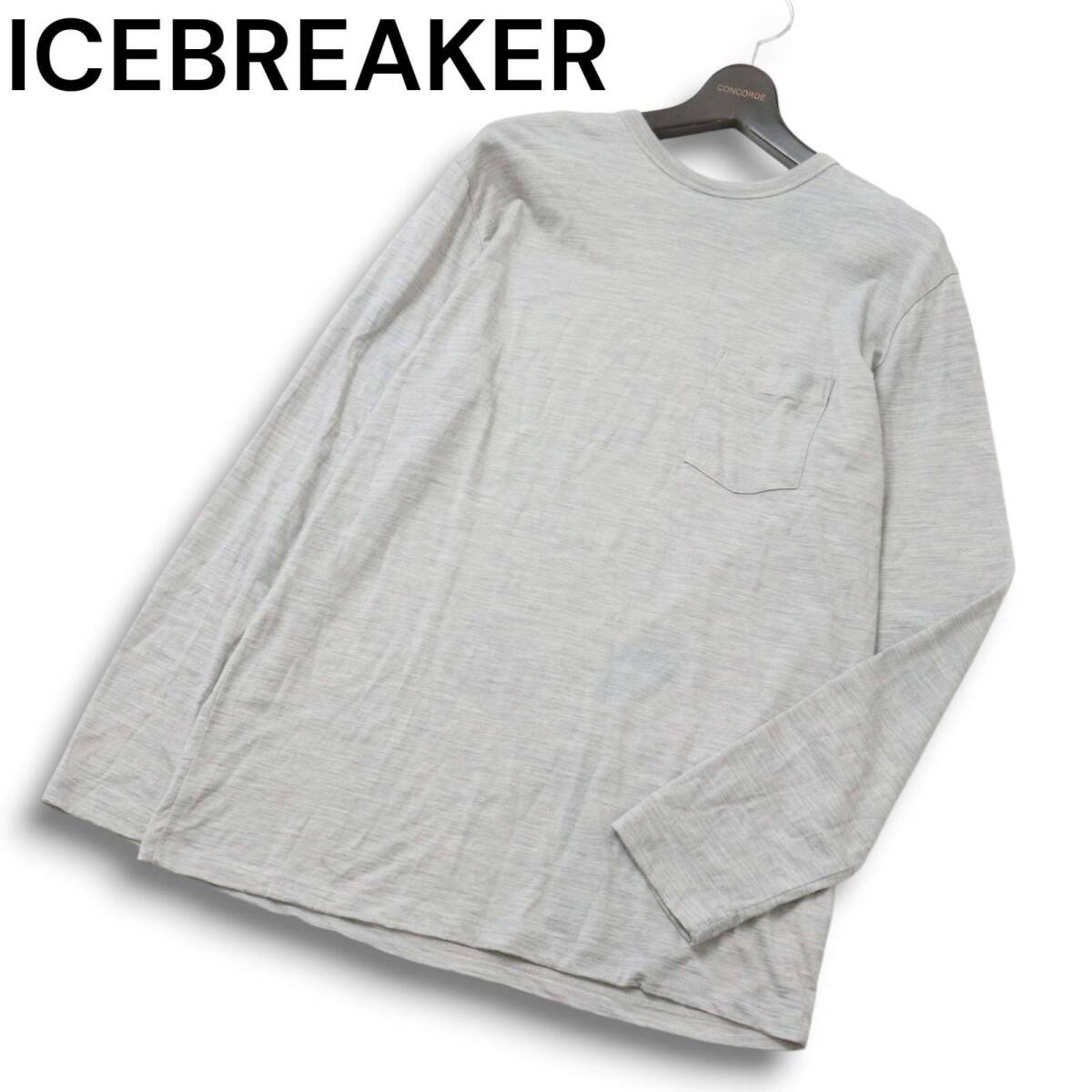 ICEBREAKER アイスブレーカー IT12370 150Merino メリノウール100%★ 長袖 ベースレイヤー カットソー Tシャツ Sz.L メンズ