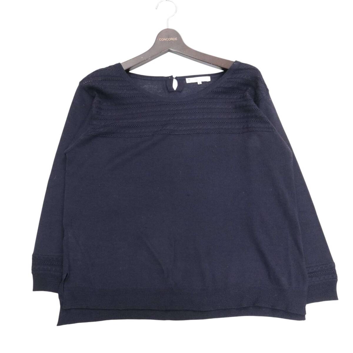KUMIKYOKU クミキョク 秋冬 ウール★ セーター プルオーバー ニット Sz.6 レディース 紺