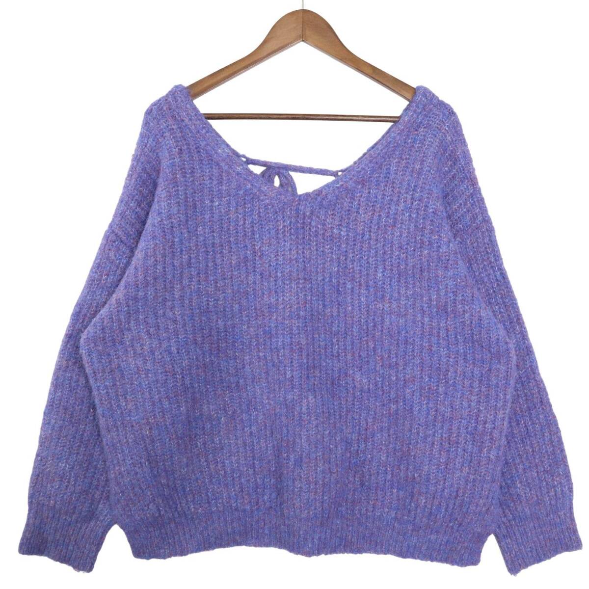 LOWRYS FARM ローリーズファーム 秋冬 2WAY★ ウール混 メランジ プルオーバー LS ニット セーター Sz.F レディース