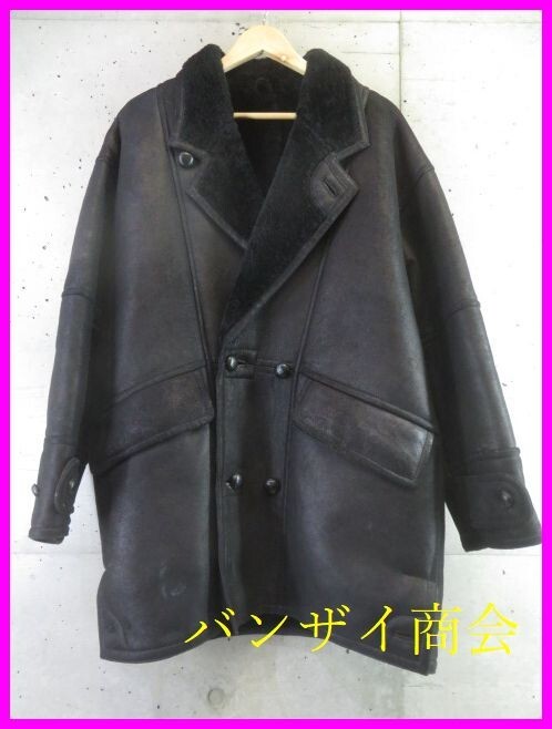 2211s47◆最高級◆本毛皮◆noup 羊革ラムレザー ムートンファーコート L/ブラック黒/ジャケット/シープスキン/メンズ/男性/紳士