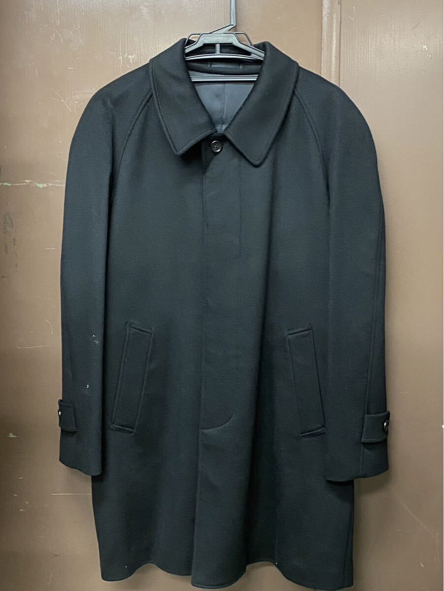 極美品 メンズ カシミヤ ウール混 コート ロング 黒 ブラック アウター サイズ s