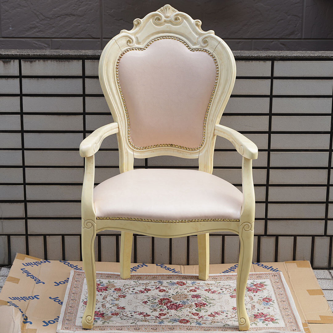 超貴重・引き取り限定特価☆サルタレッリ　ヴェルサイユ　アーム付きダイニングチェア　アイボリー　合皮レザー　 Saltarelli　イタリア 4