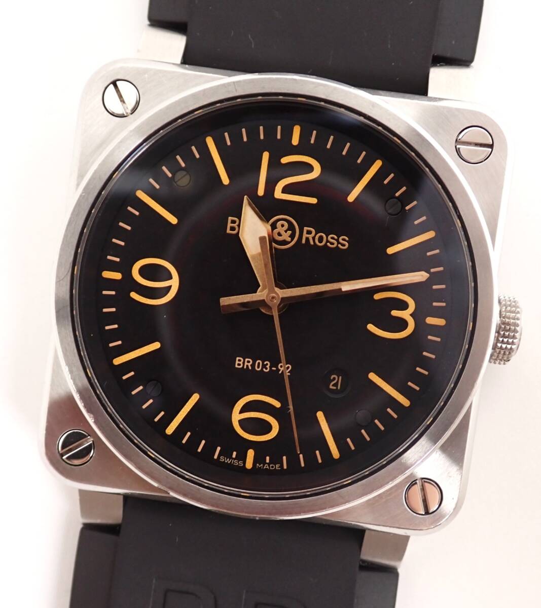Bell & Ross(ベルロス) ゴールデンヘリテージ BR03-92GOLDENHERI-CA SS/ラバー AT 自動巻き オートマチック ベルアンドロス 金 メンズ