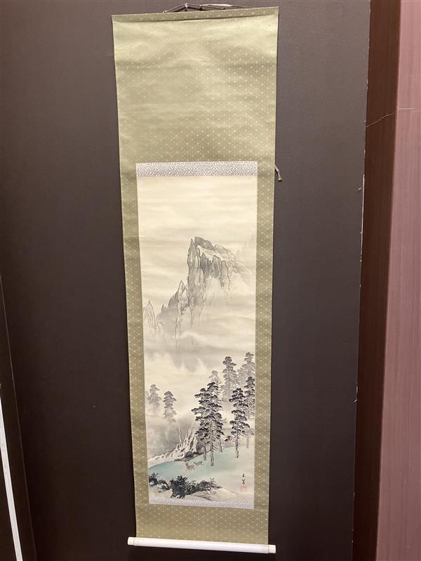 #2708　掛軸 中倉玉翠　秋山水 風景 床の間 飾り 古玩 古美術　中倉玉翠　現状品