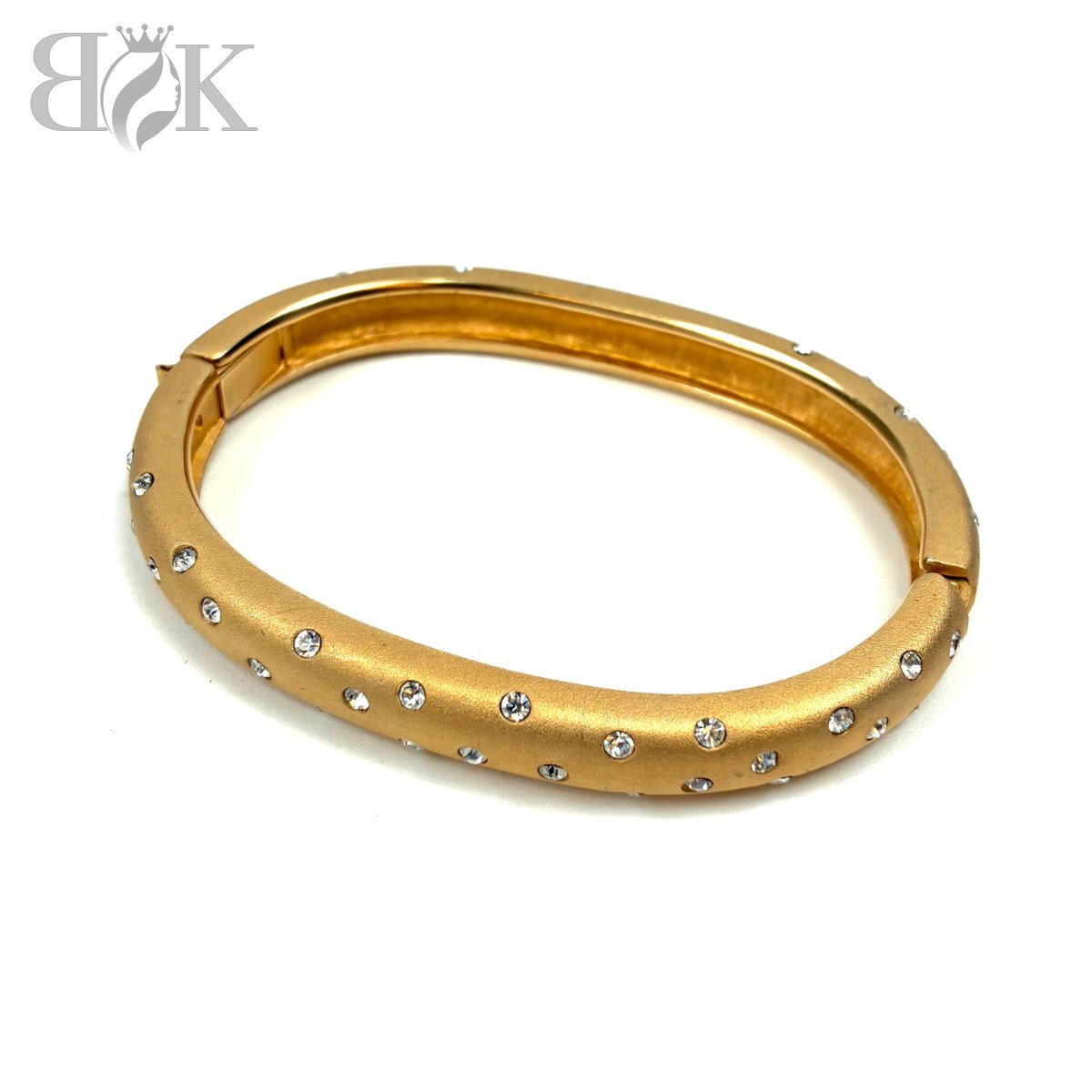 スワロフスキー ラインストーン バングル ゴールドカラー 約38.7g ブレスレット アクセサリー レディース クリスタル SWAROVSKI 中古 ＃