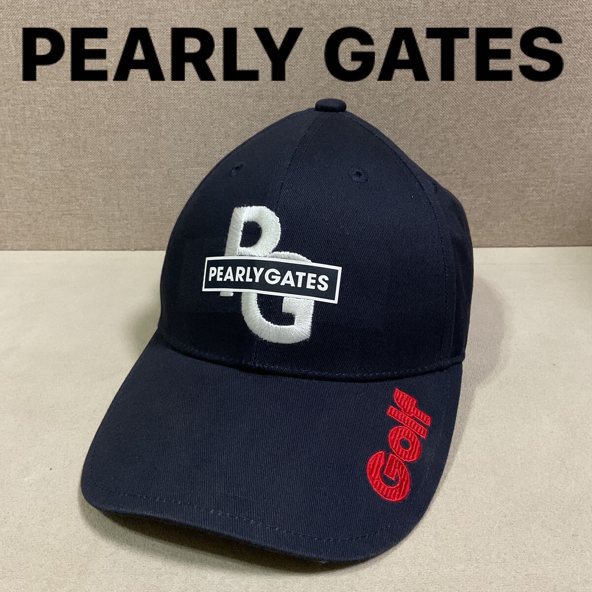 【超美品】 PEARLYGATES パーリーゲイツ　男女兼用　フリー　 ゴルフウェア キャップ　ロゴ刺繍　立体ロゴ