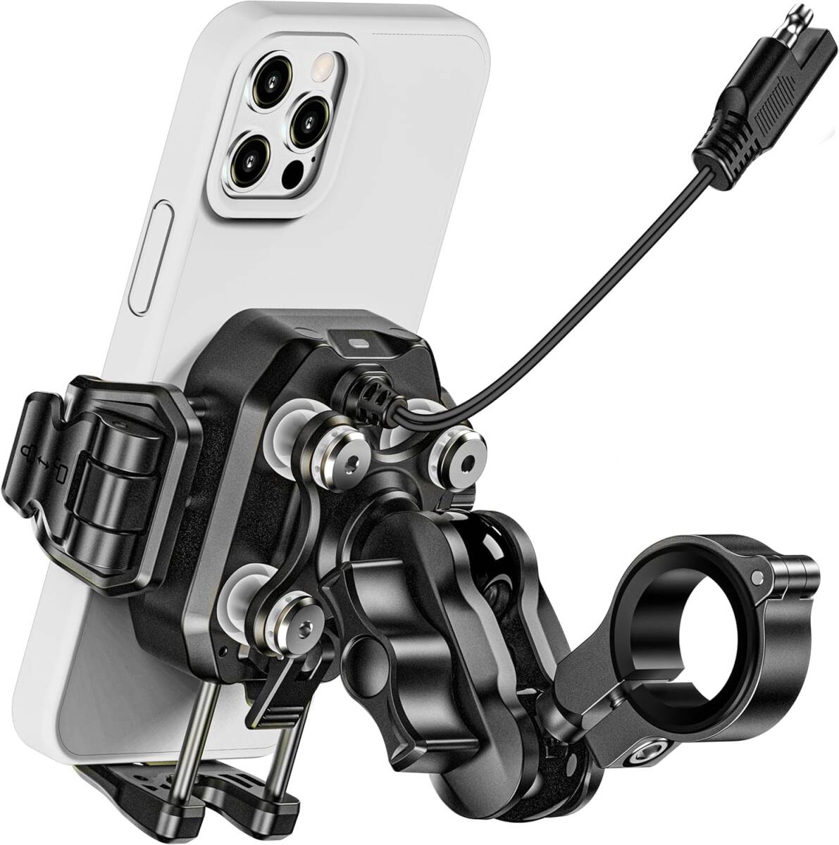 【新品】Kaedear(カエディア) バイク スマホホルダー QI ワイヤレス充電 USB電源 携帯ホルダー バイク用スマホホルダー 