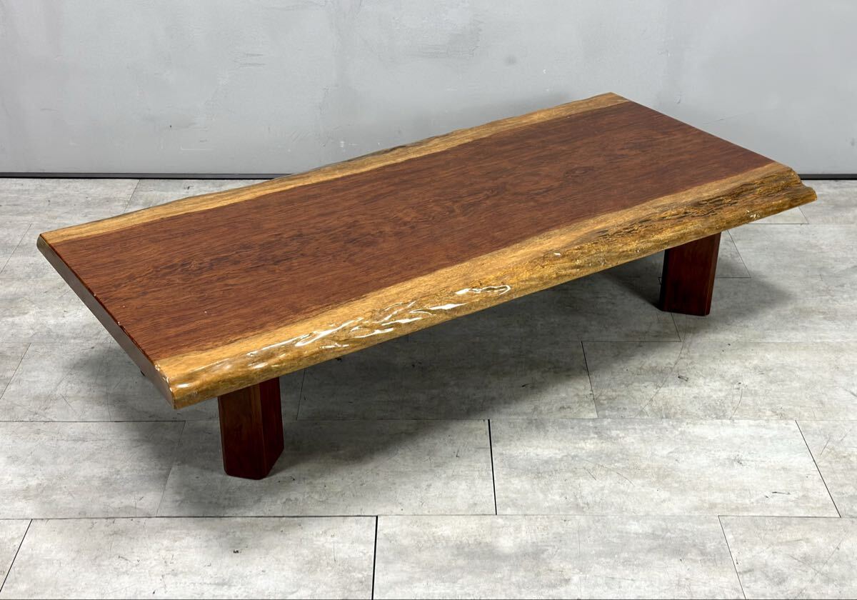 板厚6cm■座卓 花梨 カリン ブビンガ 一枚板 無垢材 センターテーブル 座敷机 和家具 ローテーブル■兵庫県姫路市から A25-291