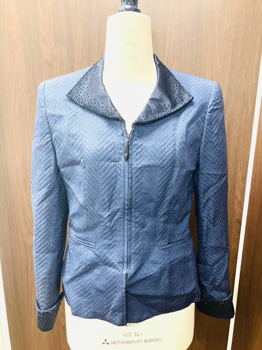 【現状品】ギンザマギー 銀座マギー ジャケット サイズ40 №757-7182 ブルー系 洋服 レディース 肩幅約40㎝ 袖丈約57㎝ 着丈約53㎝