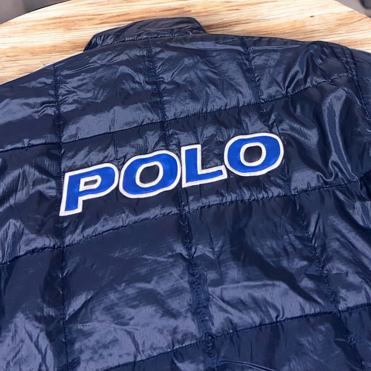 90s POLO SPORT RALPH LAUREN ラルフローレン ハーフジップ リバーシブル 中綿入り プルオーバー ナイロン ダウンジャケット★Lサイズ★
