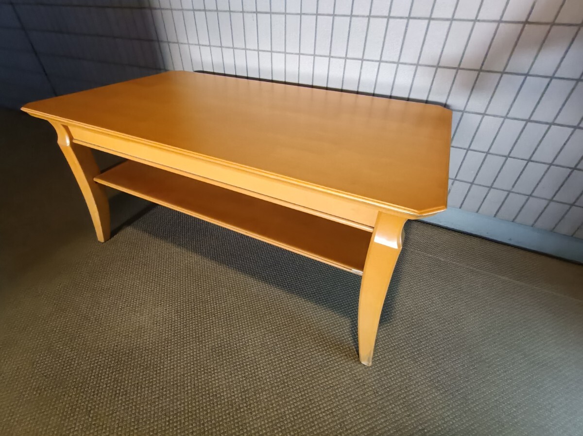 センターテーブル幅 90×奥行50×高さ 42cm 棚付き 送料5000円 直接引き取り東京池袋 木材ローテーブル 