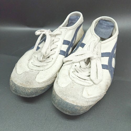 ◇ Θ Onitsuka Tiger ライン入り ローカットスニーカー サイズ25 ホワイト ネイビー系 メンズ E