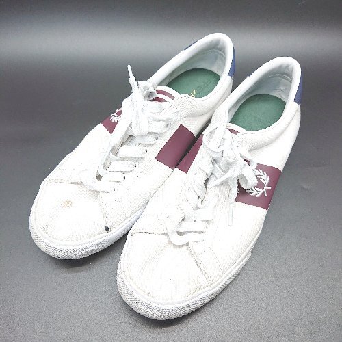 ◇ Fred perry フレッドペリー シンプル カジュアル ロゴ かわいい 靴ひも スニーカー サイズ8 ホワイト メンズ E