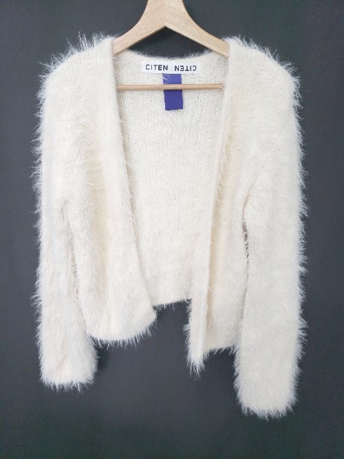 ◇ ⊇ CITEN シテン UNITED ARROWS 長袖 シャギーニット カーディガン サイズFREE オフホワイト系 レディース E