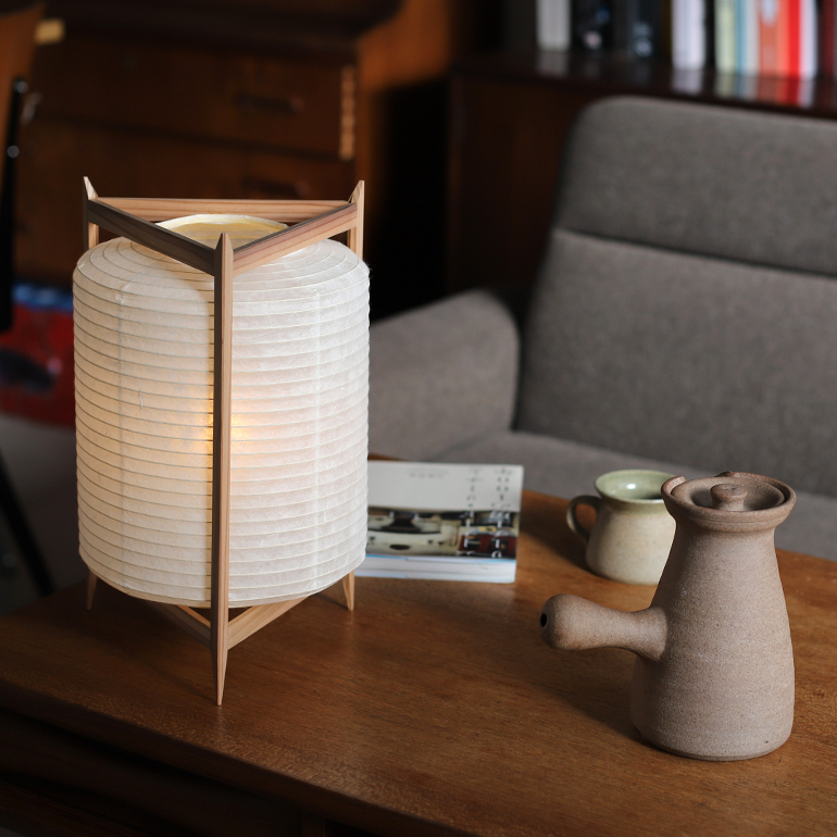 照明 照明器具 テーブルランプ 床置き コードレス スリム 和紙 LED 長大作 岐阜 提灯 行灯 天然木 ANDON TRIANGLE LX11-L