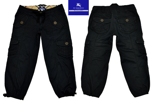 K-5150★送料無料★BURBERRY BLUE LABEL ブルーレーベル バーバリー★正規品 ブラック黒 ノバチェック ストレッチ クロップド パンツ 36