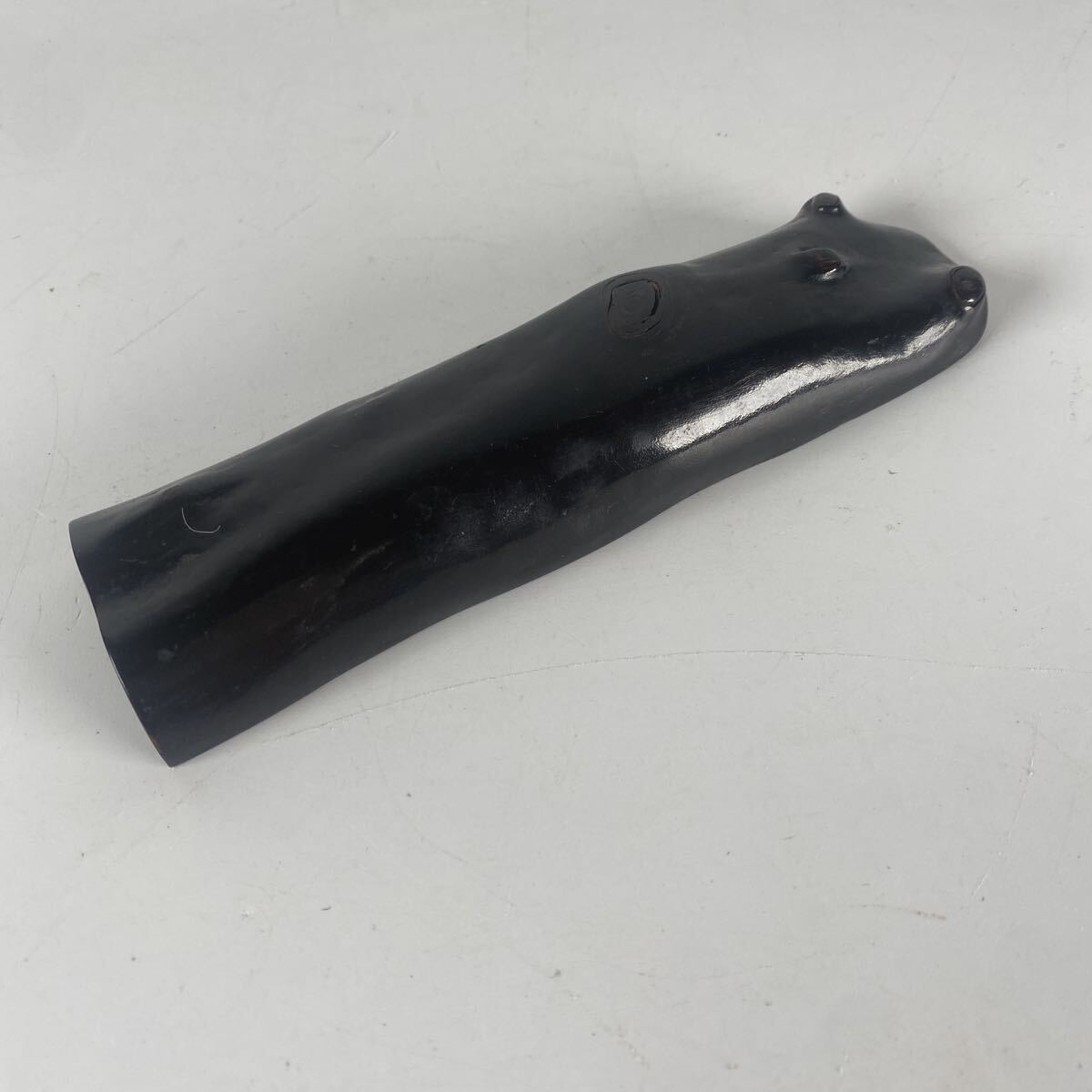 旧家整理品　海松　黒珊瑚　茶合　茶量　時代　唐物　茶道具　煎茶道具　骨董品　古美術品　全長14cm 重量50g【1121】