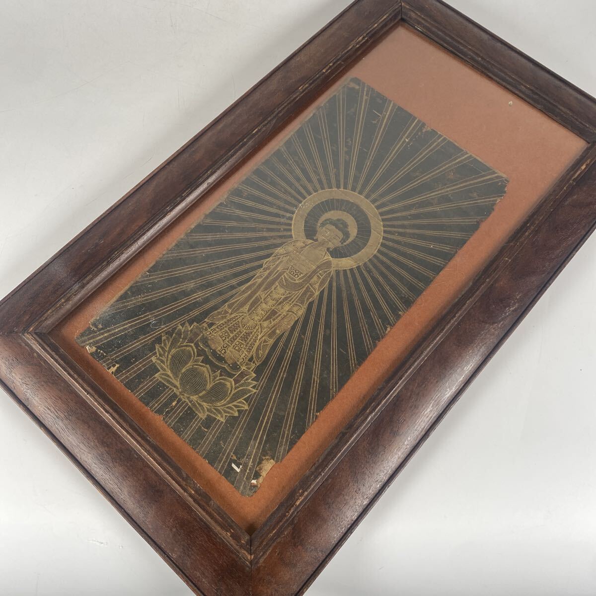 旧家整理品　仏教美術　仏画　阿弥陀如来　紙本　絹本　方便法身像　額装　額縁　骨董品　古美術品　仏像　仏教　仏具　仏壇【1123】