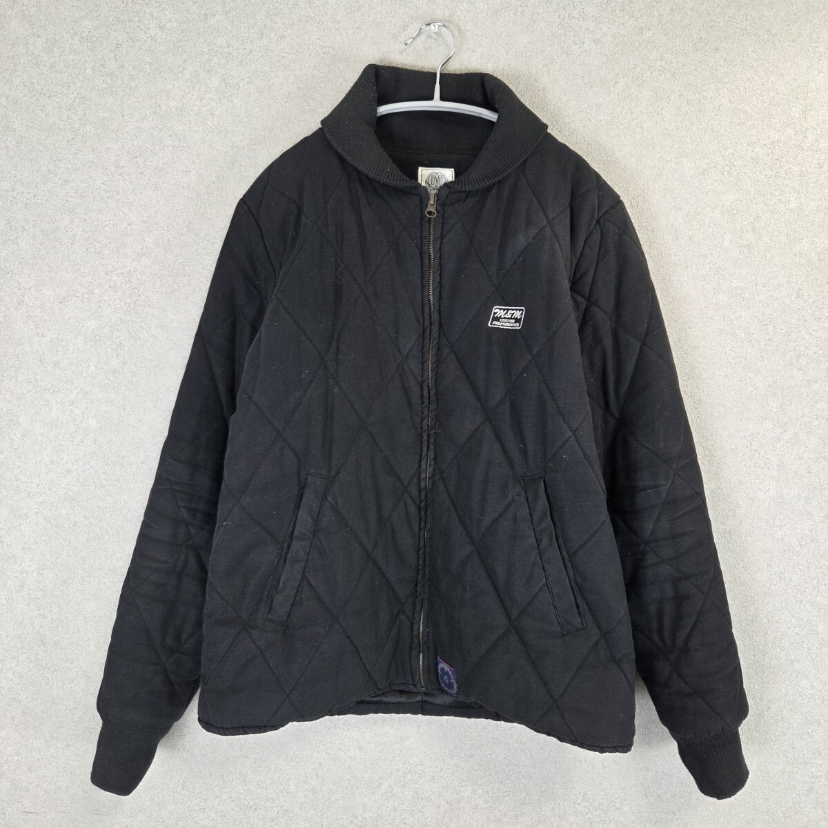希少 m&m custom performance quilting jacket M エムアンドエム キルティング 中綿ジャケット ブラック 黒 ロゴ 刺繍 ブルゾン 短丈