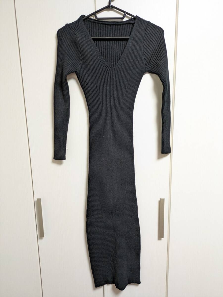 SHEIN ニットワンピースタイトワンピース 黒 ブラック S SZ2410085610710 IESOPIG