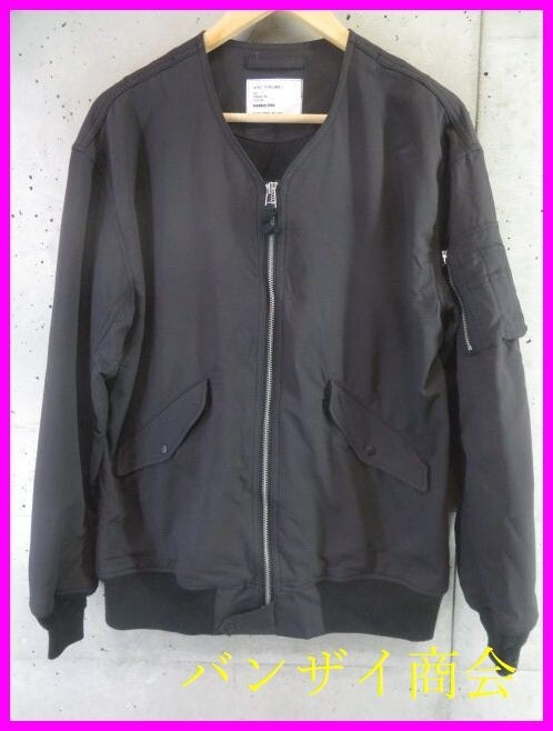 2211b16◆美品です◆ユナイテッドアローズ monkey time モンキータイム MA-1 ノーカラー襟無し ジャケット ブルゾン L/コートシャツ/パンツ
