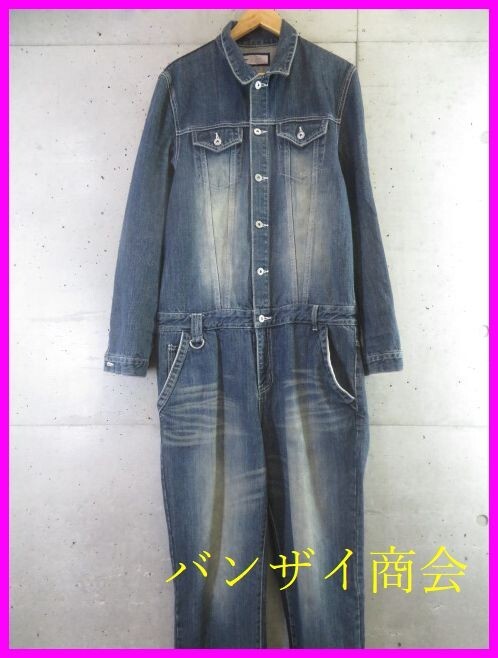 6211b5◆良品です◆AKERICO 長袖デニムワークツナギ つなぎ 3/メカニックツナギ/ジャケット/オールインワン/パンツ/ジーンズ/作業着/整備