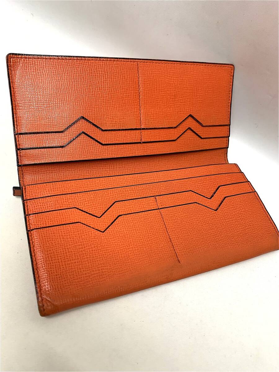 Valextra ヴァレクストラ 二つ折り財布 長財布 レザー 小銭入れ付き オレンジ　12時間以内に発送