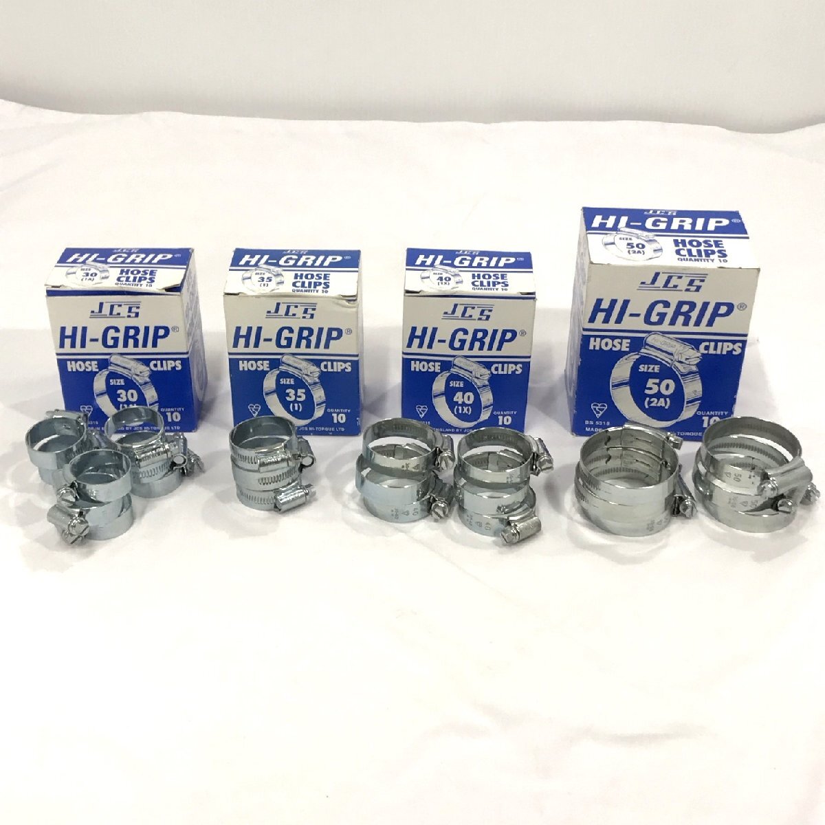 JCS ホースバンド HI-GRIP まとめ4サイズ 計24個 サイズ50/40/35/30 スチールメッキ ホースクリップ 現状品 保管品 イギリス製【道楽札幌】