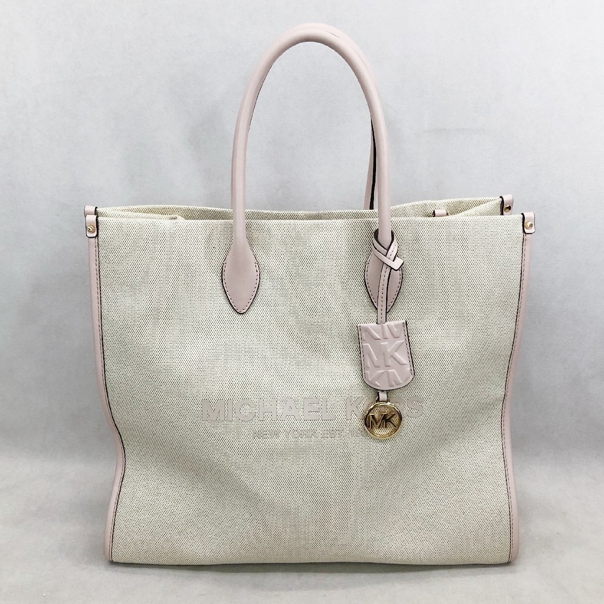 MICHAEL KORS マイケルコース キャンバス レザー 2WAY ハンドバッグ トート ショルダー バッグ 斜め掛け レディース ベージュ ピンク 鞄