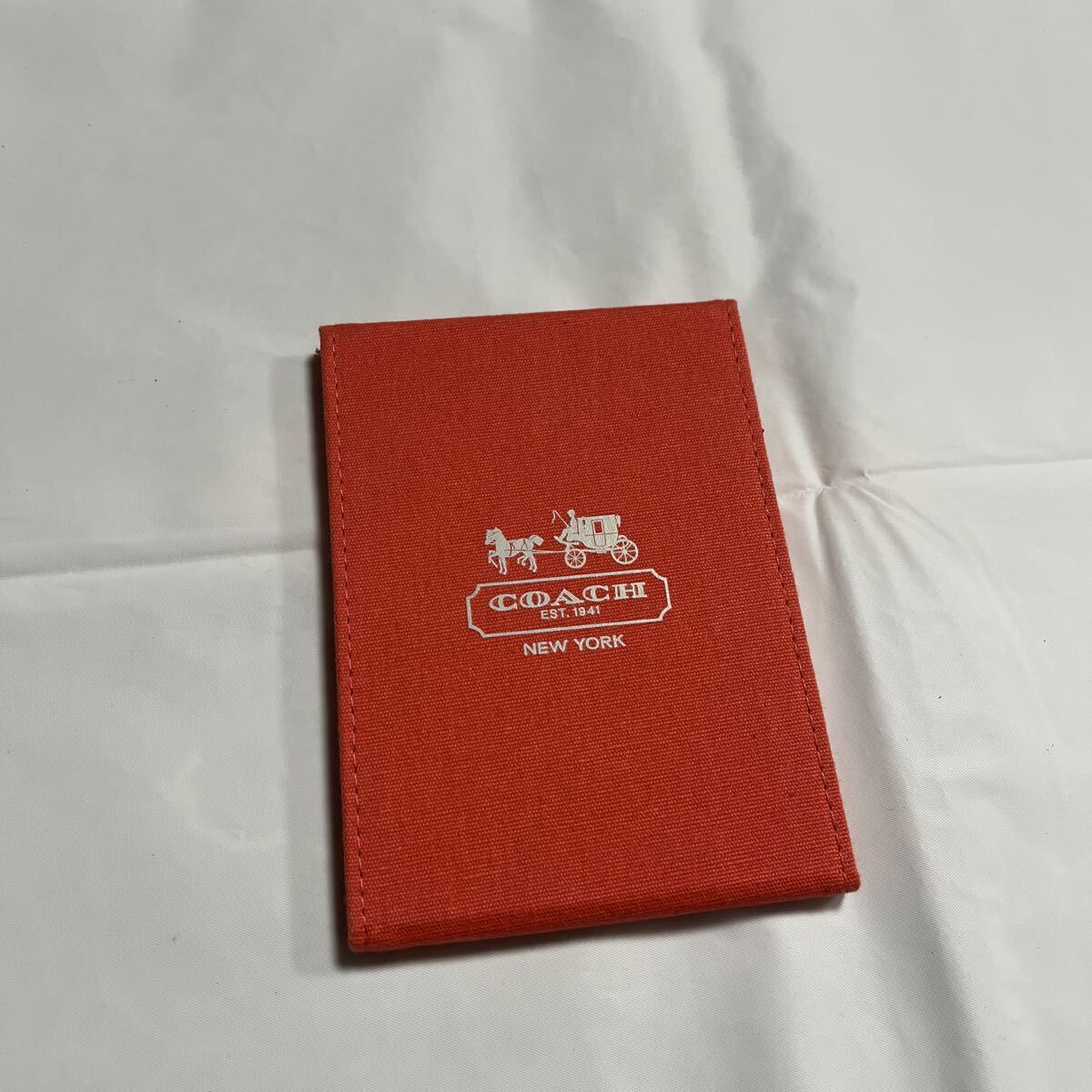 送料430円 極美品 COACH コーチ 鏡 ミラー キャンバス コーラル ロゴデザイン