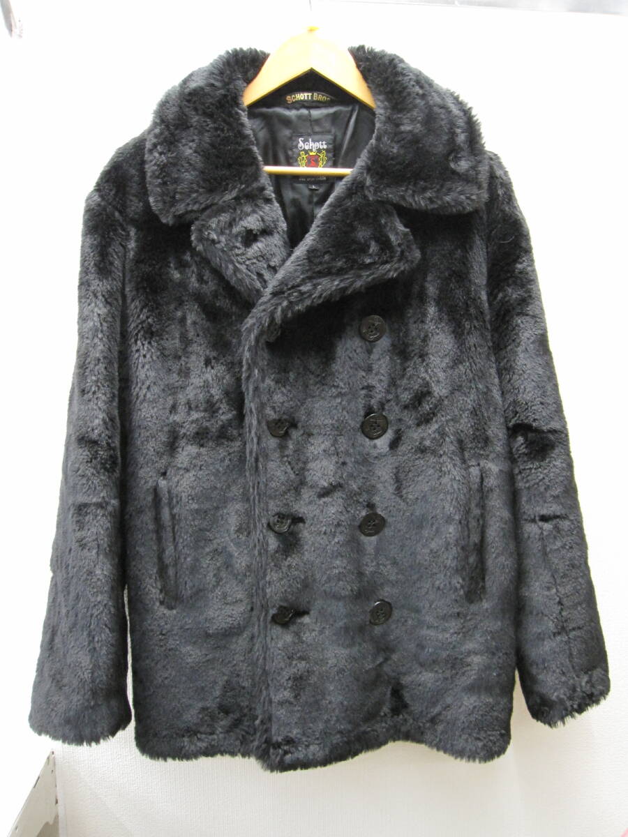 it/576410/2511/Schott ショット RETRO FUR PEA COAT レトロ フェイク ファー Pコート/ブラック/サイズL