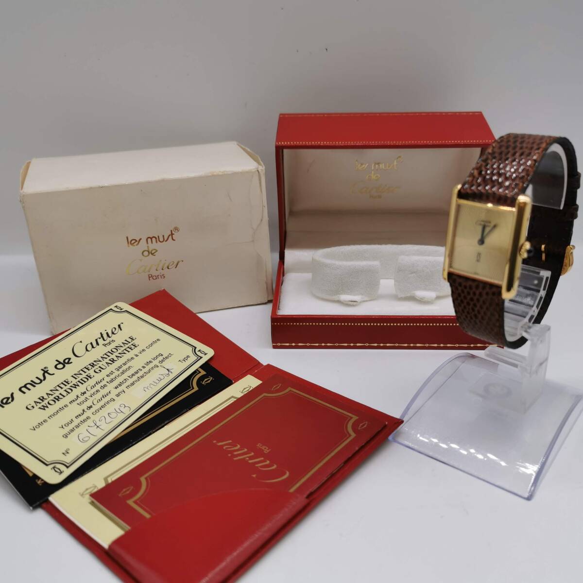 171008S85-1118S■Cartier カルティエ■マストタンク シルバー/SV925 ゴールドカラー 手巻き ギョーシェ LM メンズ 腕時計 ヴィンテージ