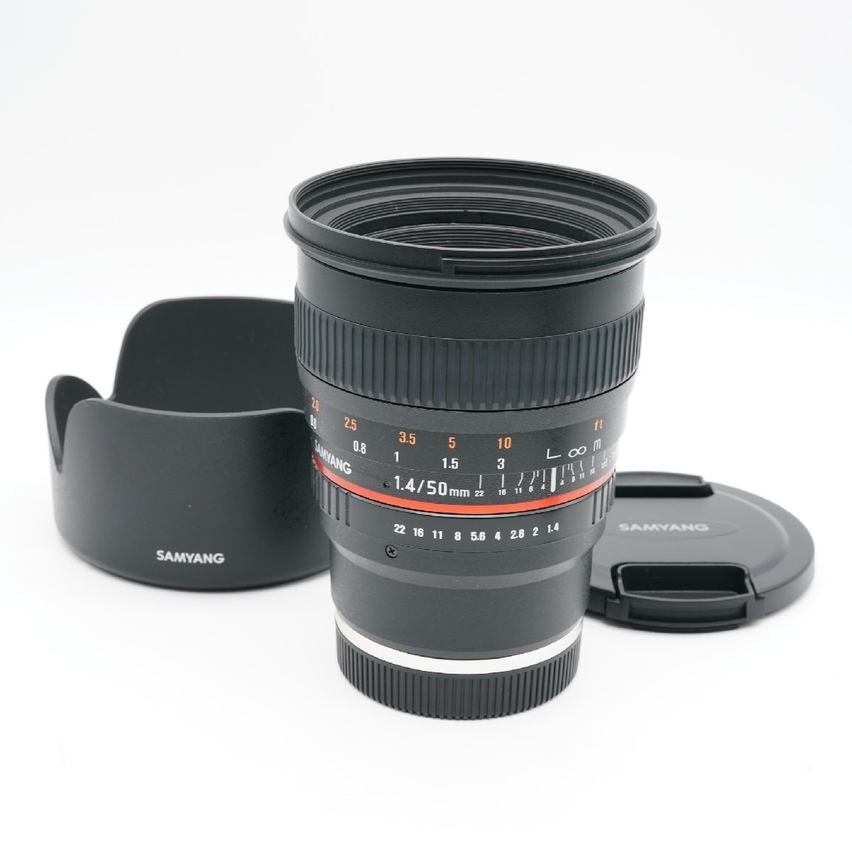 新品級 SAMYANG サムヤン 50mm F1.4 AS UMC ソニー Eマウント あると嬉しい純正フード付！