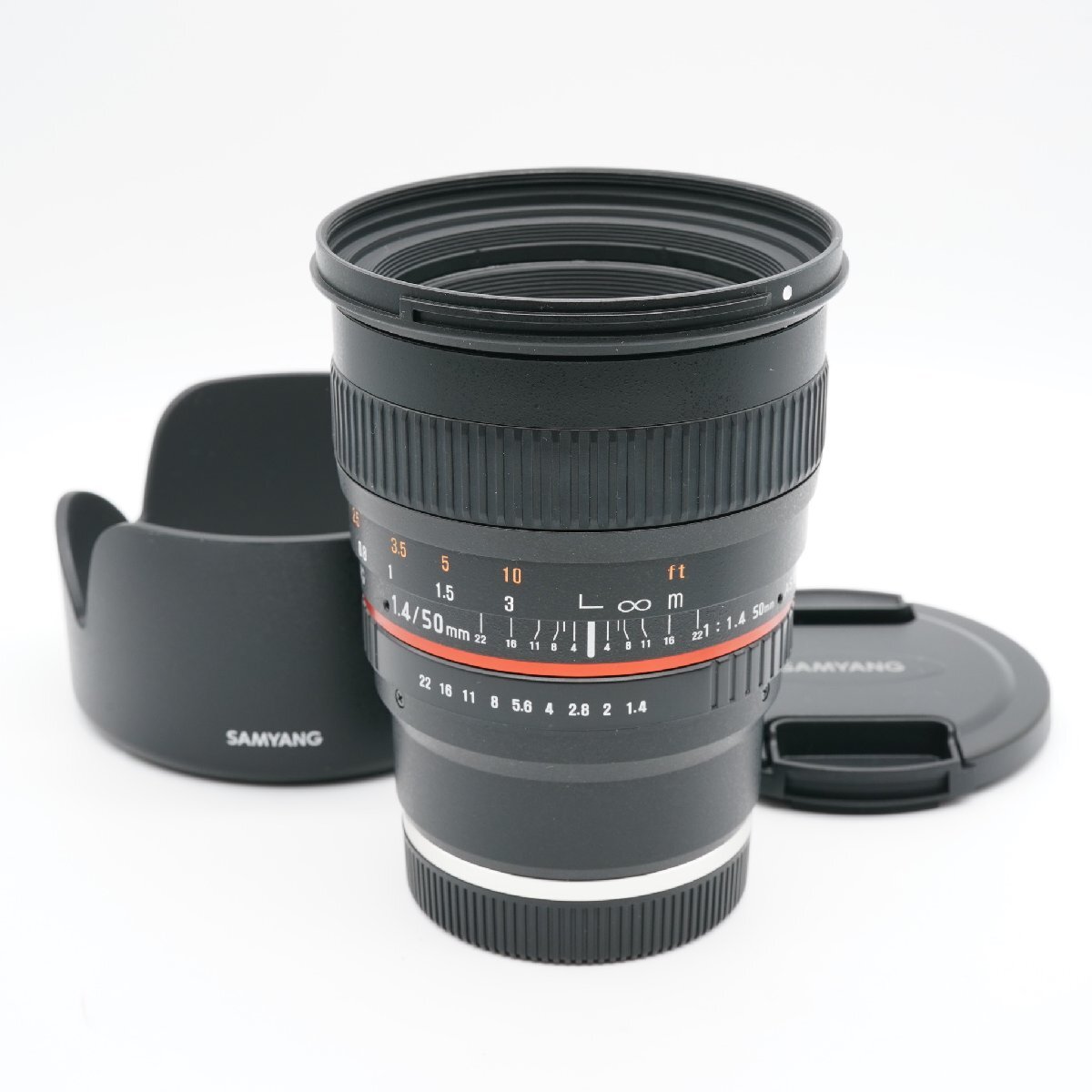 新品級 SAMYANG サムヤン 50mm F1.4 AS UMC ソニー Eマウント あると嬉しい純正フード付！
