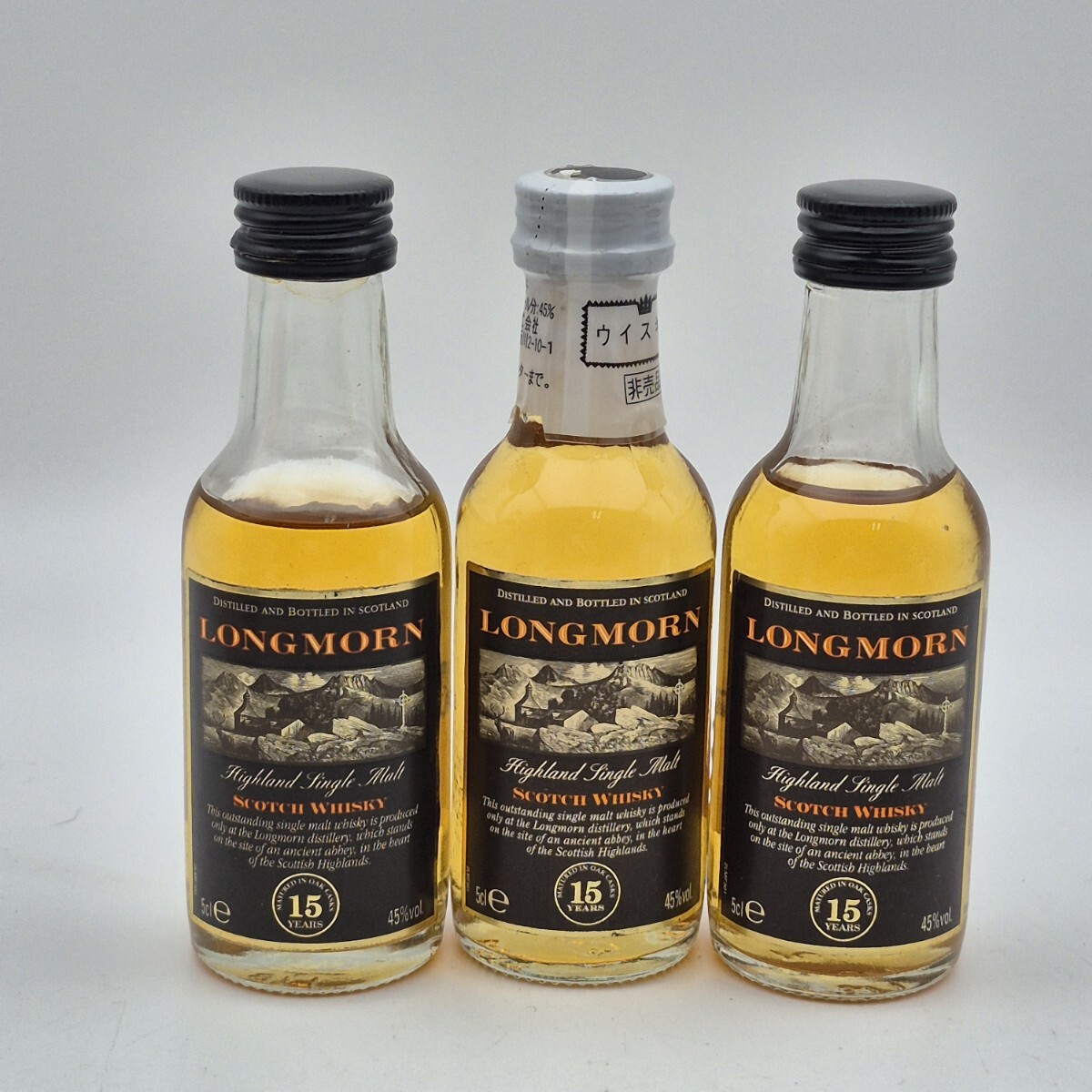 3本セット ロングモーン 15年 ミニチュアボトル 45％ 50ml モルト スコッチウィスキー 未開栓