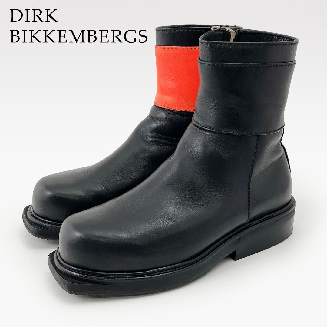 【レア】ダークビッケンバーグ dirk bikkembergs ブーツ ショートブーツ アンクルブーツ 00s Y2K 00年代 ファスナー ジッパー 黒 オレンジ