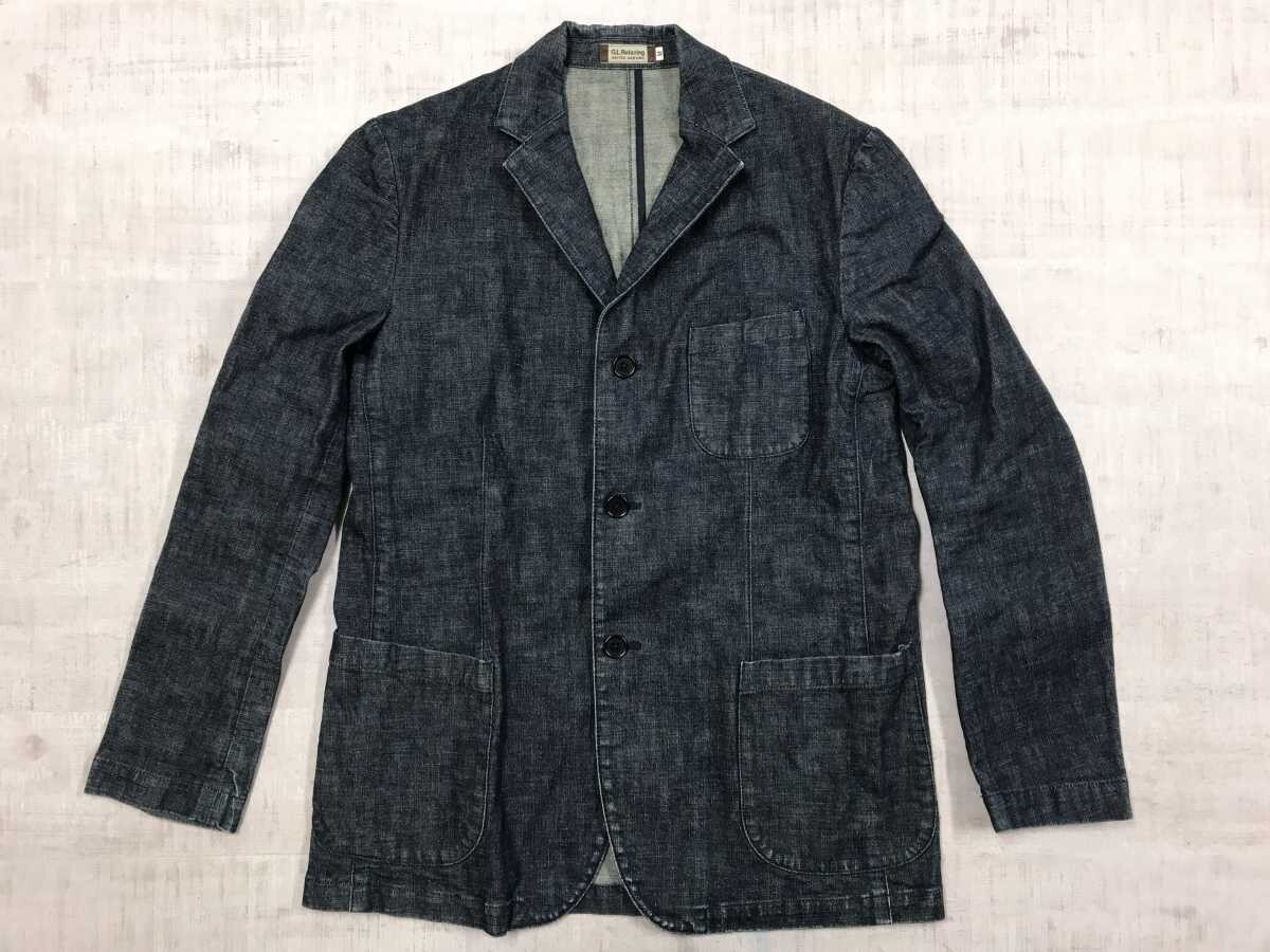 green label relaxing ユナイテッドアローズ UNITED ARROWS 00s アメカジ ワーク アンコン デニム テーラード ジャケット メンズ M 紺