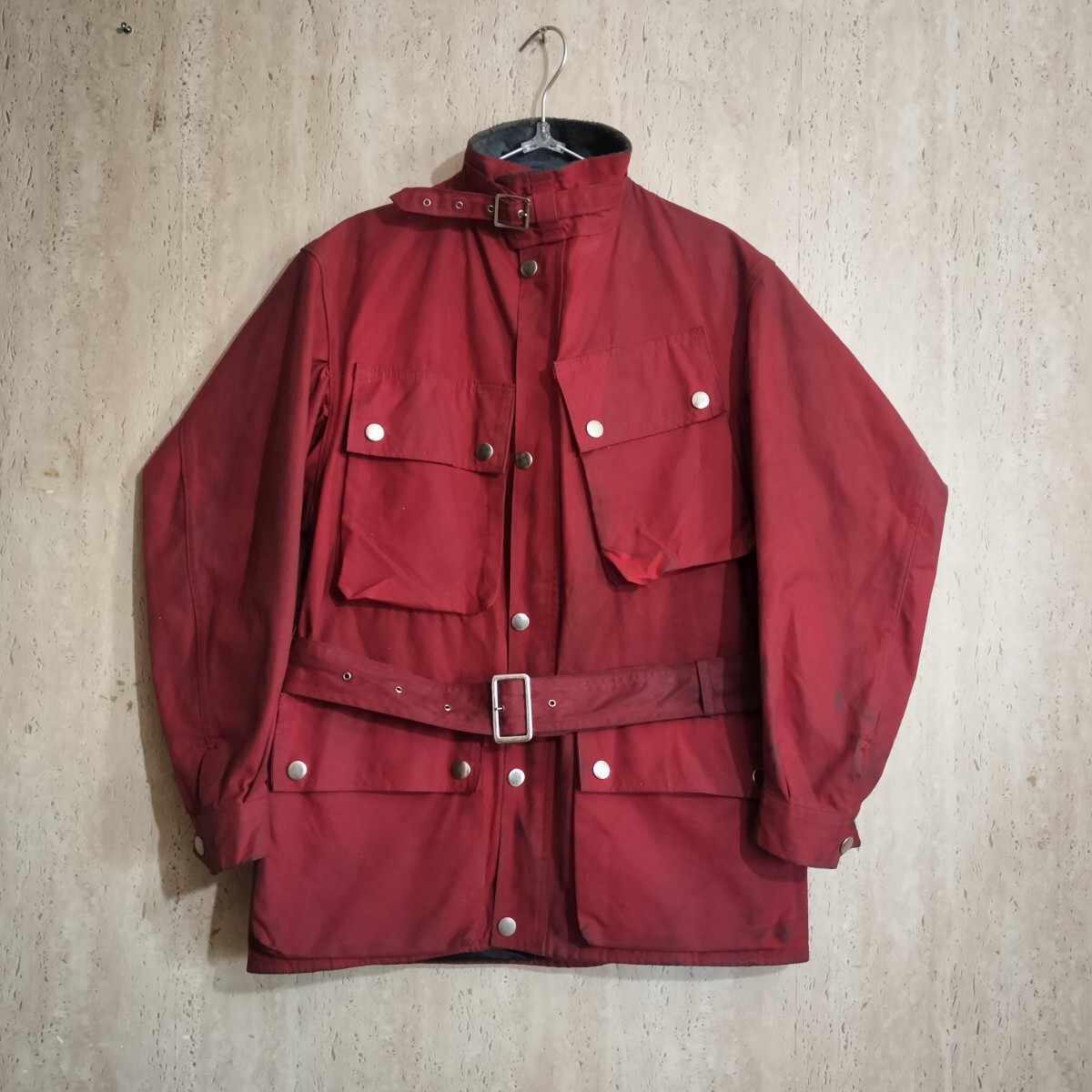 60s TT Leather Trailblazer INTERNATIONAL waxed cotton motorcycle jacket　赤 英国製　1960年代 RED　Barbour belstaff