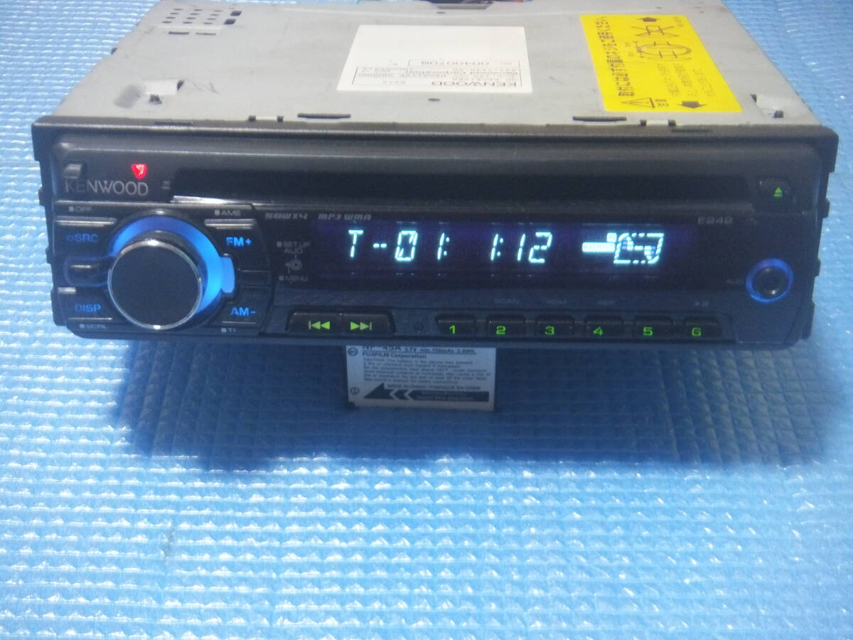 即決 KENWOOD ケンウッド E242　CD レシーバー MP3 AUX 1D サイズ CDデッキ CDプレーヤー 動作確認 音 出OK