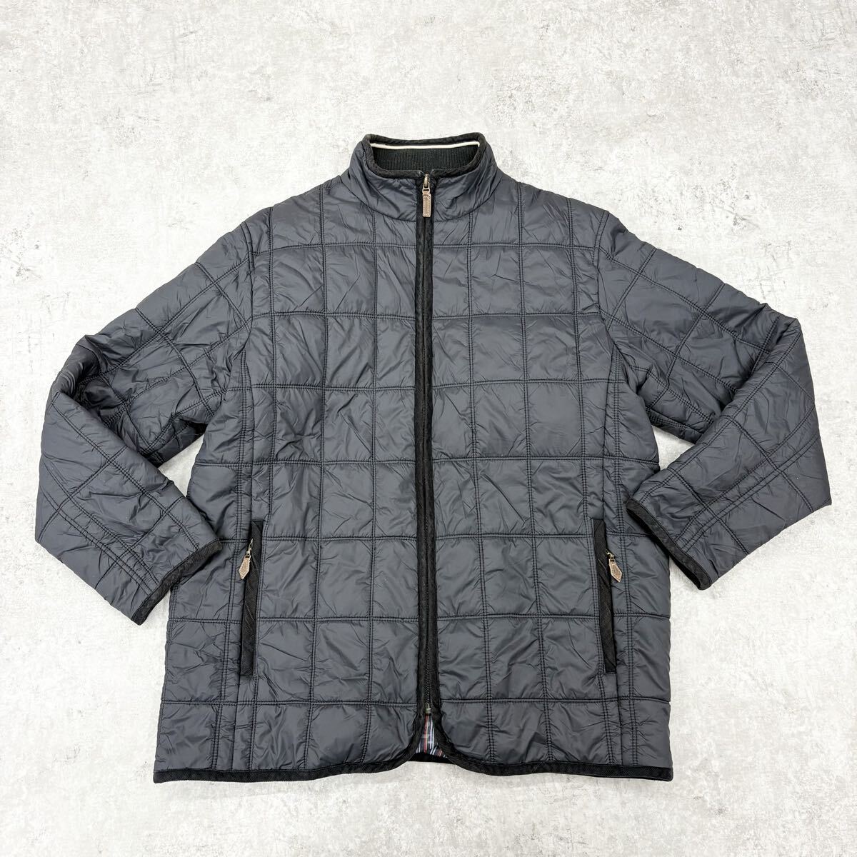 1822〓 HUSH PUPPIES ハッシュパピー 中綿ジャケット メンズ サイズL ブラック アウター 上着 裏地ストライプ ジップブルゾン カジュアル