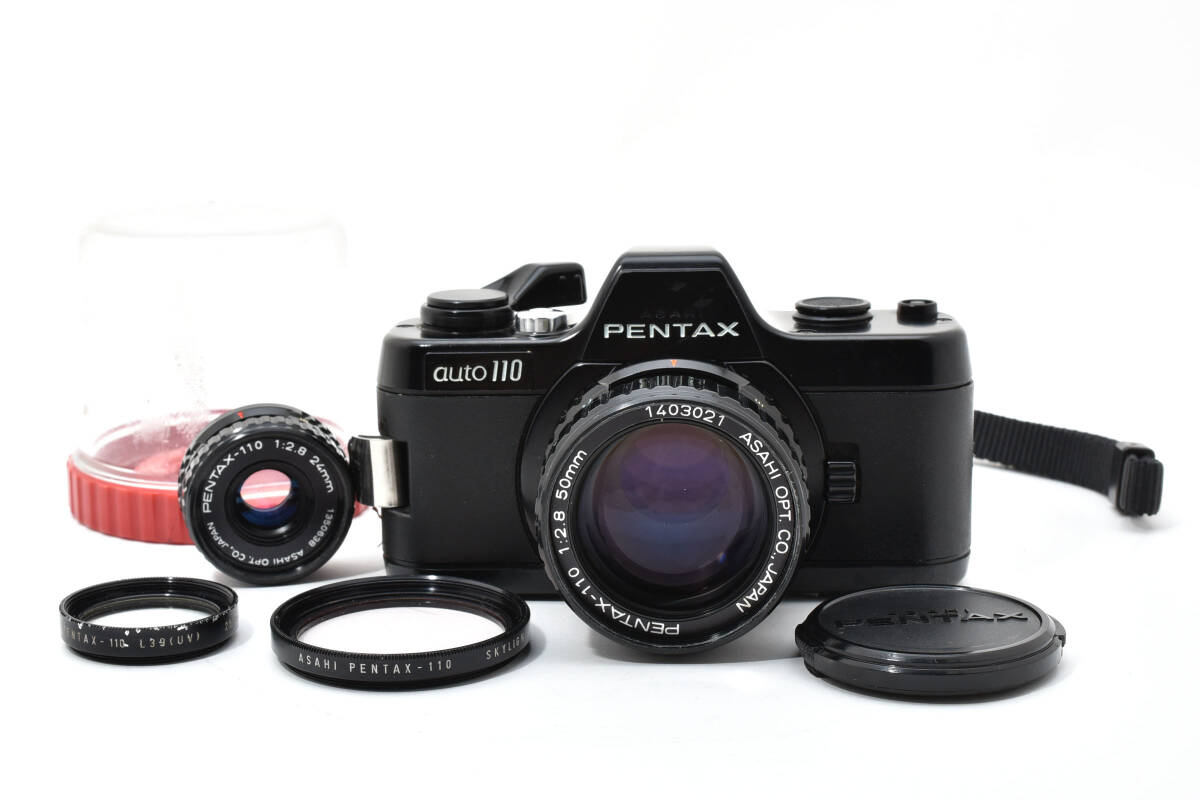 動作確認済 PENTAX ペンタックス auto 110 PENTAX-110 24mm f/2.8 + 50mm f/2.8 フィルムカメラ マニュアルフォーカス 一眼レフ 2651561