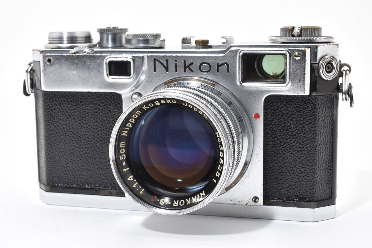 動作確認済 ニコン Nikon S2 E・Pマーク 白ダイヤル レンジファインダー NIKKOR-S・C 5cm 50mm F/1.4 2665039
