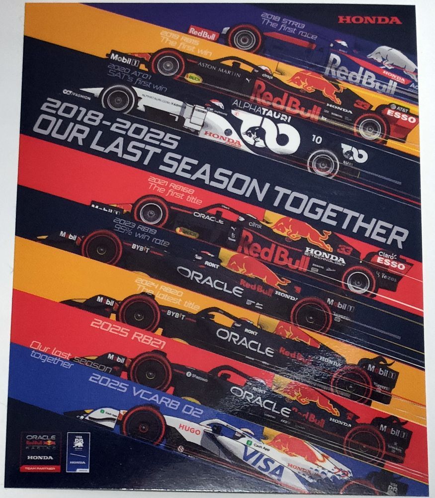 ステッカー　HONDA F1 2018-2025 OUR LAST SEASON TOGETHER　トロロッソ レッドブル アルファタウリ レーシングブルズ　ホンダ
