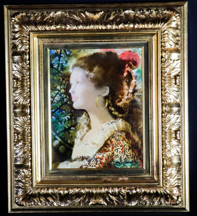 【宙】真作保証 宮永岳彦「黎」肉筆油彩6号 共シール タトウ箱付 美人画巨匠 日本芸術院賞 MA199G
